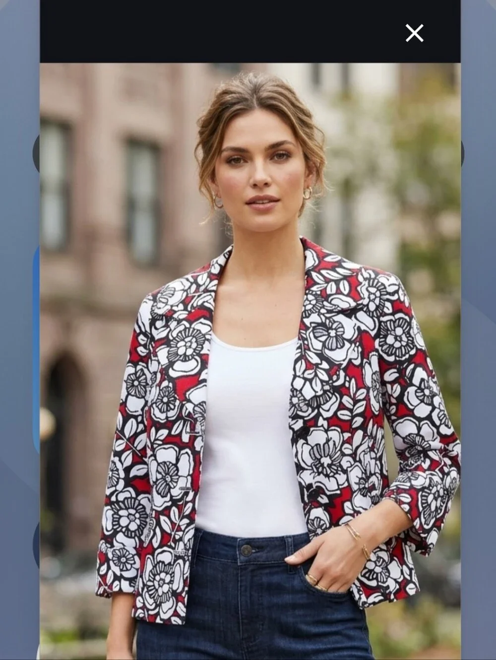 Heart Of Palms Floral Print Red, White & Black Jacket